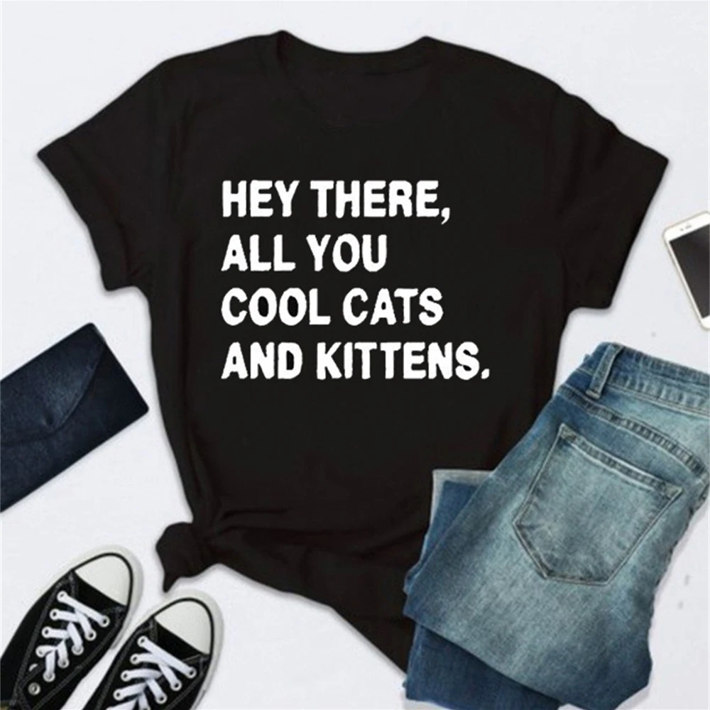 

HEY THERE ALL YOU Letter Print T Shirt Women Short Sleeve O Neck Tshirt Ladies Summer Women Tee Shirt Tops TX5781