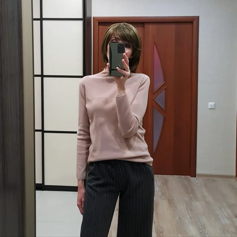 

Basic Crew Neck Women Sweater Autumn Winter Slim Female Jumper Black White Tight Sweater Long Sleeve Knitwear Top Pull