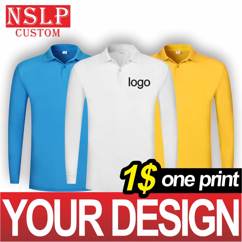 Fall/Winter Long Sleeve POLO Shirt All-match Solid Color Top Men and Women Same Style DIY Your Personality LOGO NSLP