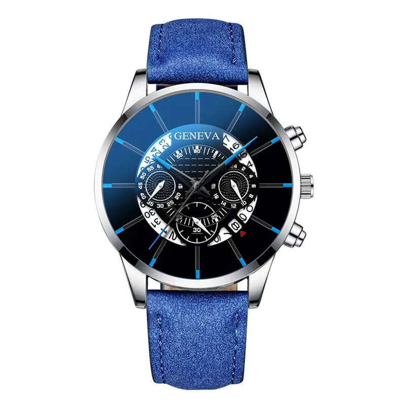 L blue silver Роскошные мужские часы из нержавеющей стали, часы с датой, кожаный сетчатый ремень, ультра тонкие наручные часы, спортивные деловые мужские часы, Relojes Masculino - Цвет: L blue silver