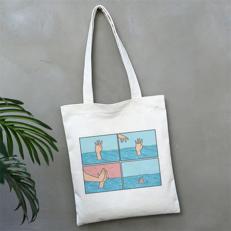 My Depression Brain Temper Solid Color Funny Printing Shoulder Canvas Bags Harajuku Handbag Spoof Personality Women Bag | Багаж и сумки