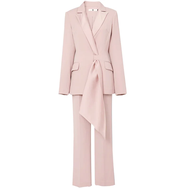 Autumn new elegant women's fashion trend temperament casual small suit two-piece pink professional wear workplace | Женская одежда
