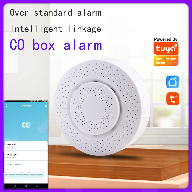 

Датчик угарного газа Tuya Wi-Fi Smart CO, 0-500 Ppm
