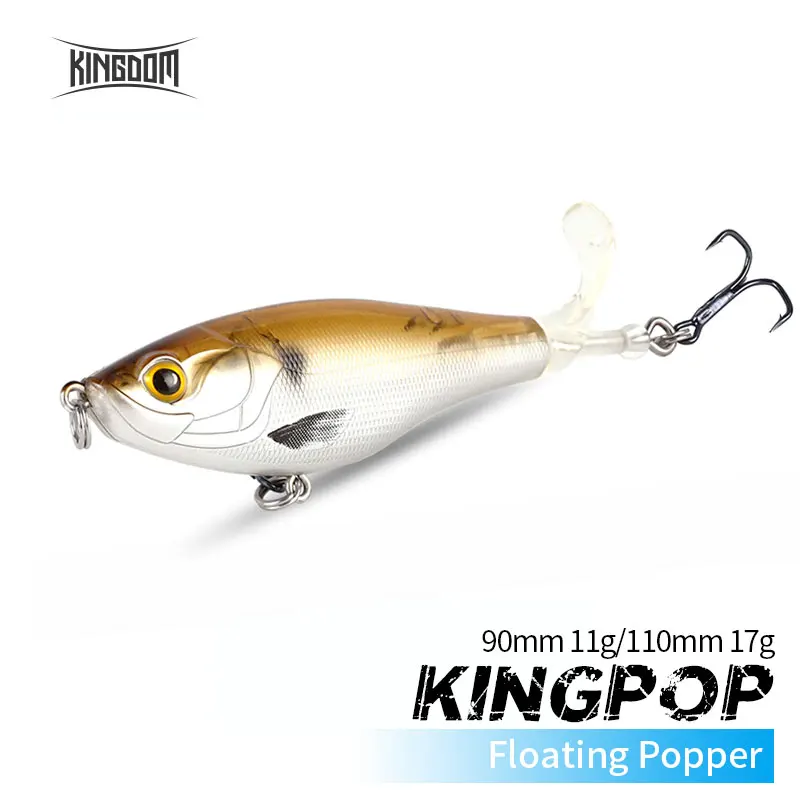 

Приманка KINGPOP для рыбной ловли, плавающий поппер с объемными глазами, мягкая рыболовная приманка с хвостом, топводом, 11 г 17 г