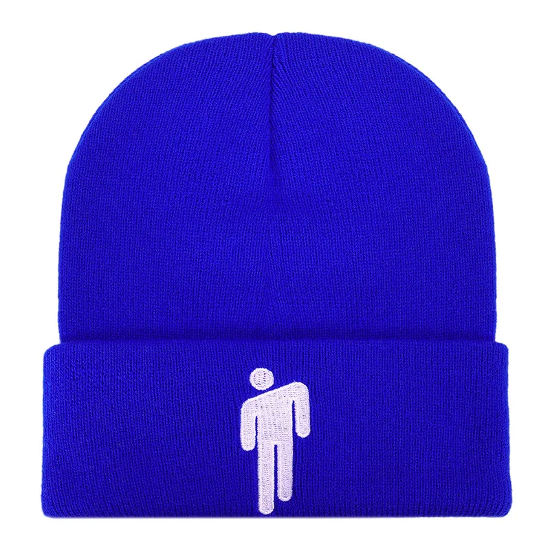 Зимние шапки для мужчин и женщин с вышивкой Billie Eilish Beanie Hat для женщин и мужчин, вязаные теплые однотонные хип-хоп повседневные с манжетами, широкий берет-Боб - Цвет: P18