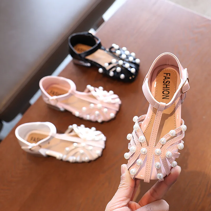 

2021 нарядная летняя одежда для девочек; Детские Модные жемчужные сандалии элегантные платья для девочки, маленькие туфли детская пляжные са...