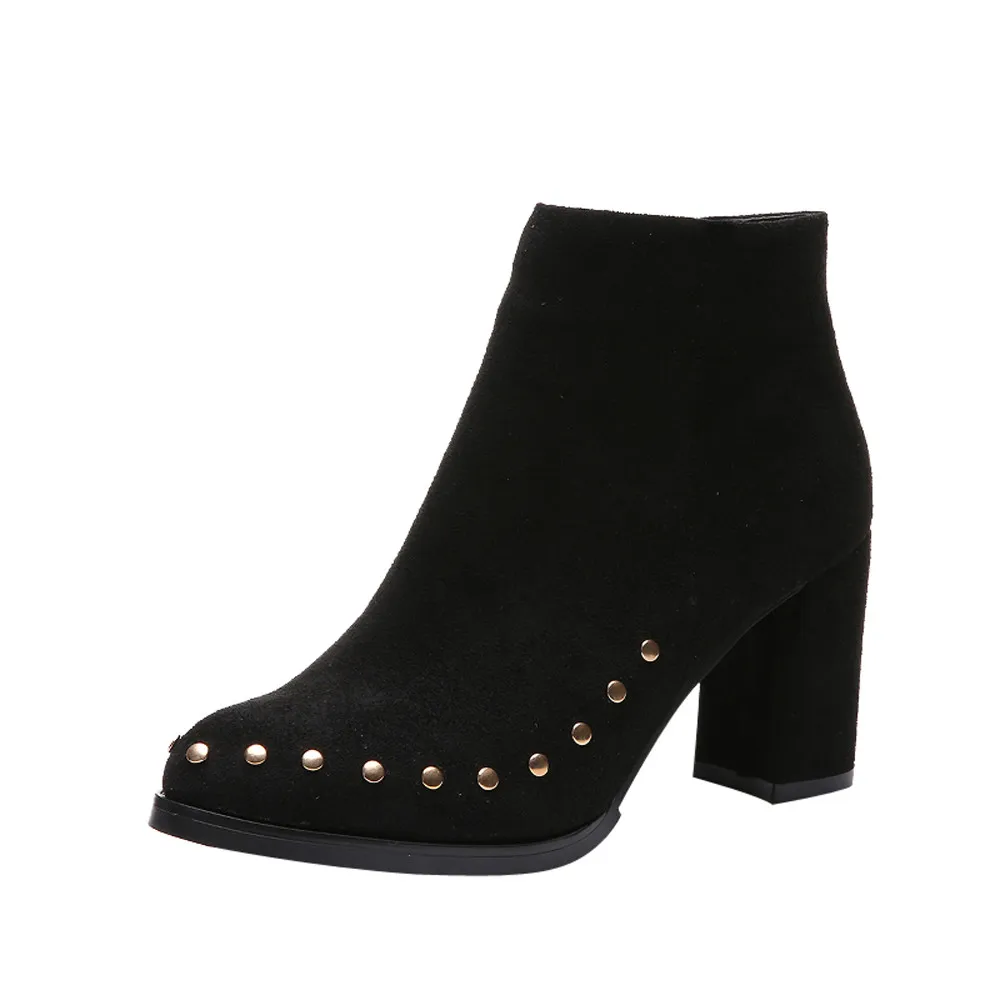 Женские ботинки с острым носком в стиле панк повседневные Винтажные из флока на