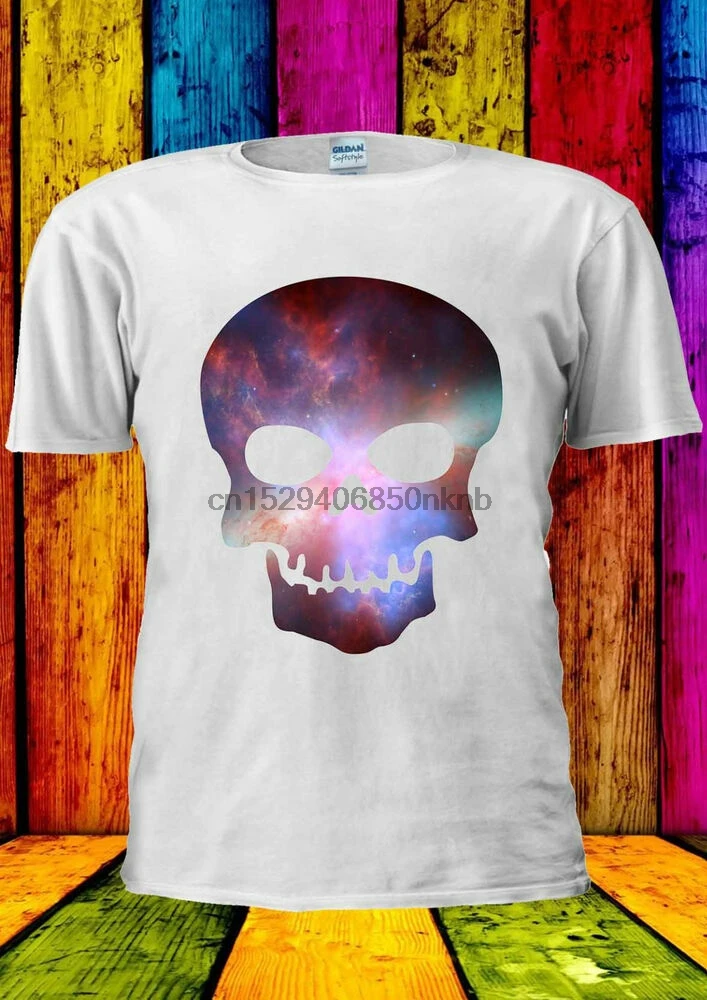 Мужская/Женская футболка-майка с принтом черепа скелета Вселенной космоса