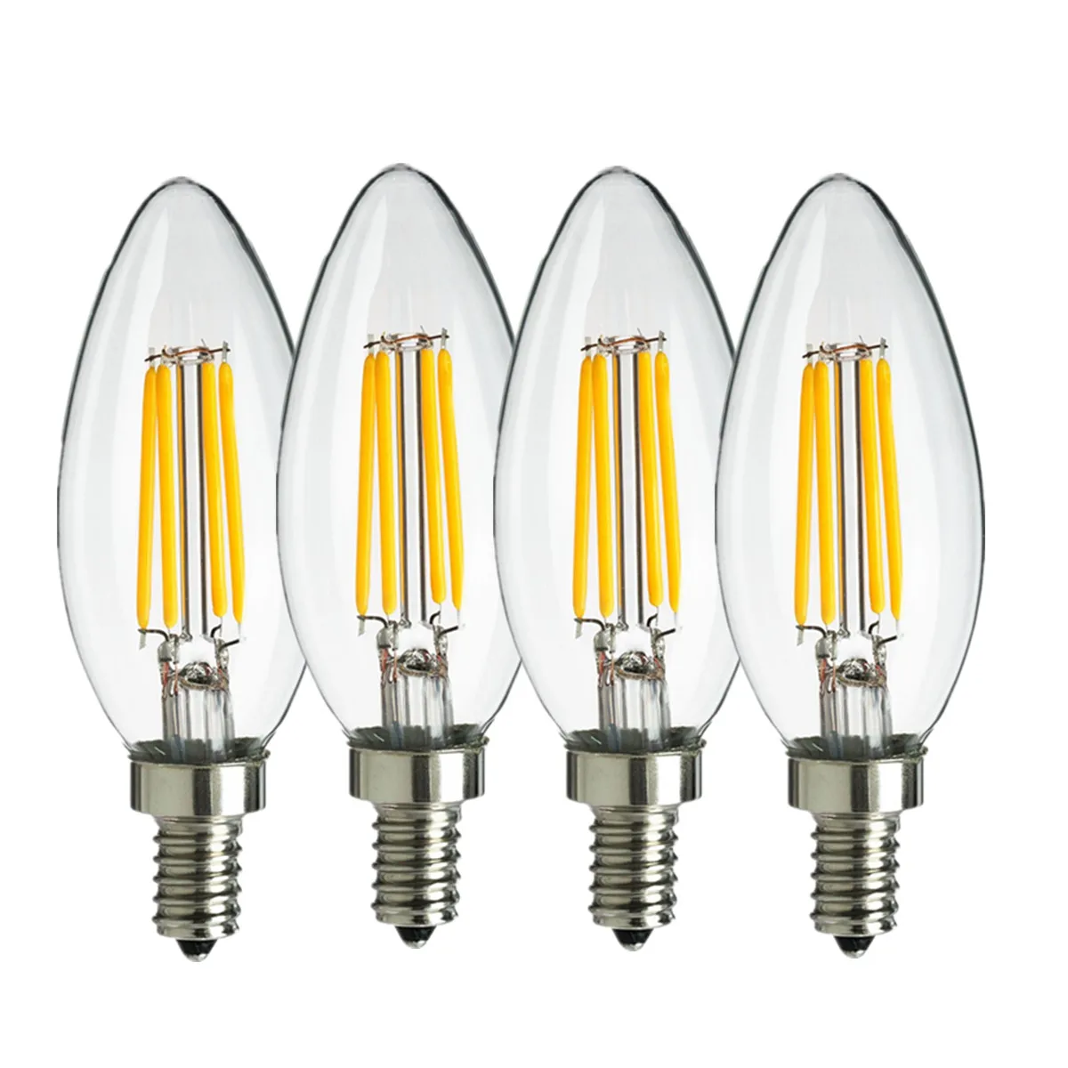 

Kingso 4PCS E12 4W 400lm 110V 4 COB Not Dimmable White/Warm White Bedroom LED Night Light Bulbs Energy Saving Chandelier Lamp