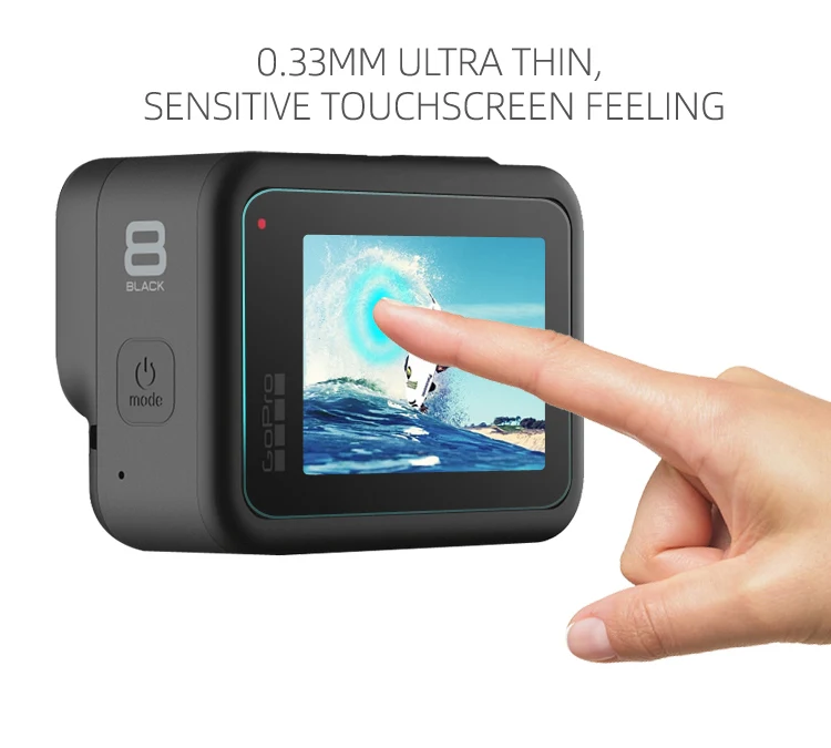 3 шт. в 1 ультра тонкая закаленная пленка для GoPro 8 Защитное стекло экрана защита от