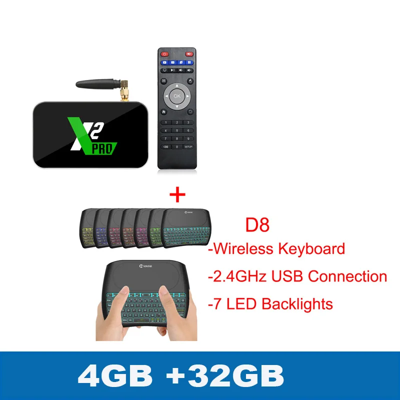 X2 PRO X2 cube Android9.0 Смарт ТВ приставка Amlogic S905X2 2G 16G 4G DDR4 3 2G приставка 2,4G/5G WiFi 1000M 4K HD медиаплеер - Цвет: 4GB 32GB Add D8