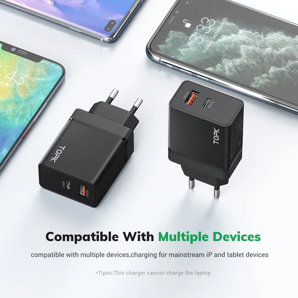 TOPK PD Quick Charge 3 0 USB C мобильный телефон зарядное устройство Быстрая зарядка