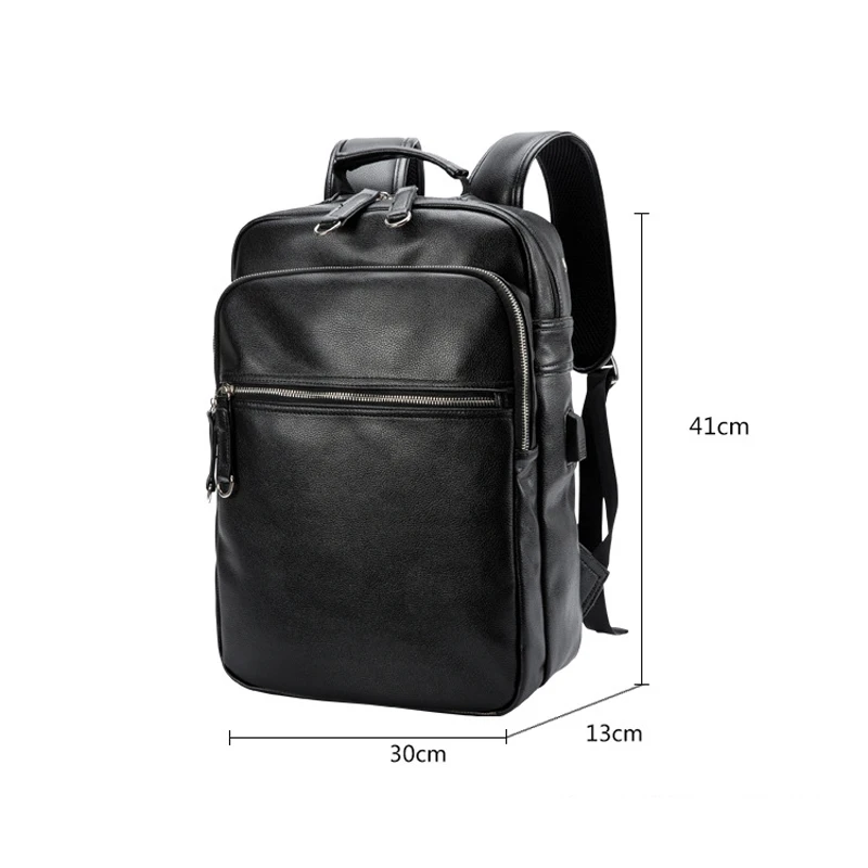 New Brand Genuine Leather Men Backpacks Real Natural Student Backpack Boy Luxury Business Laptop School Bag 14 Inch | Багаж и сумки