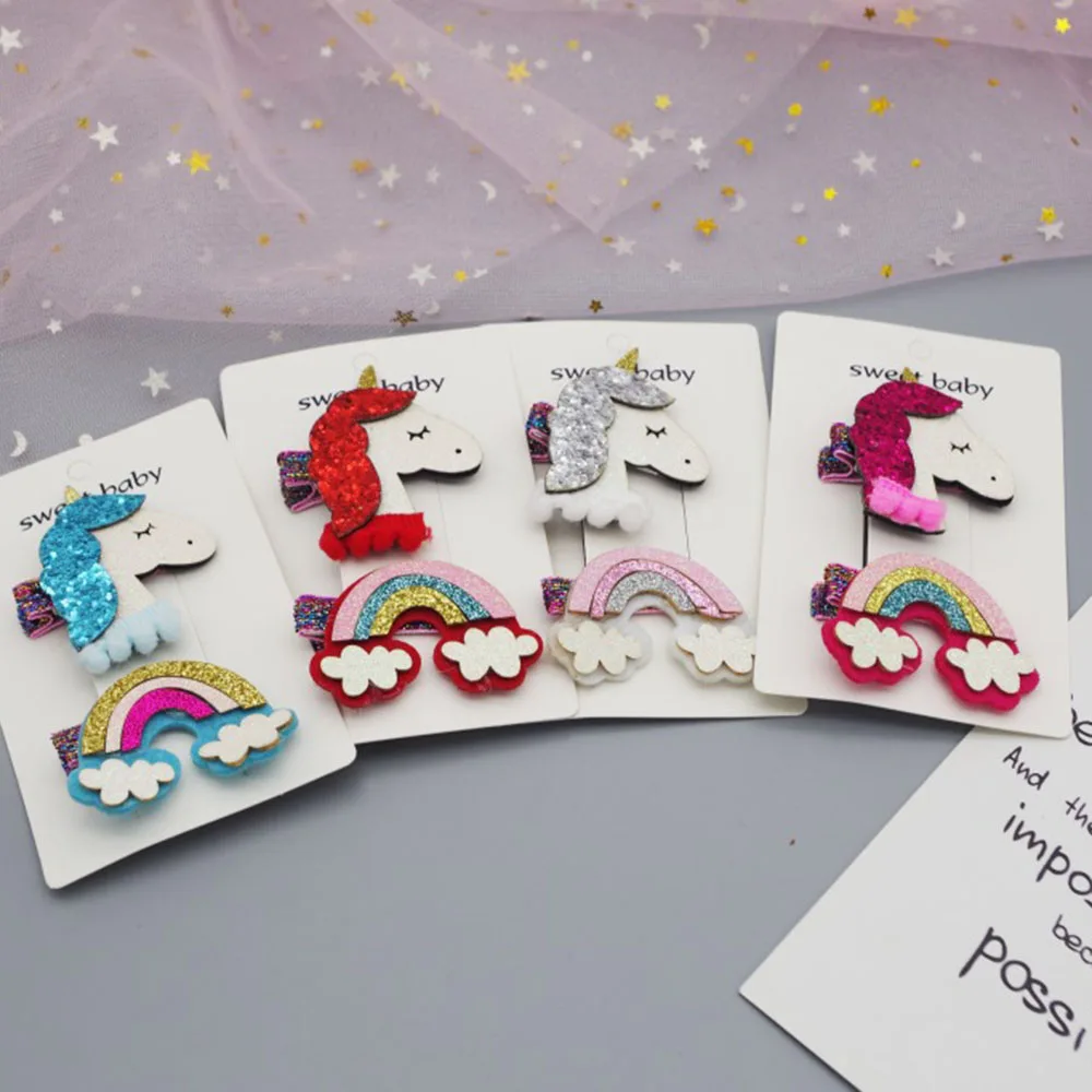 Милые заколки для волос с радужными облаками девочек детские аксессуары