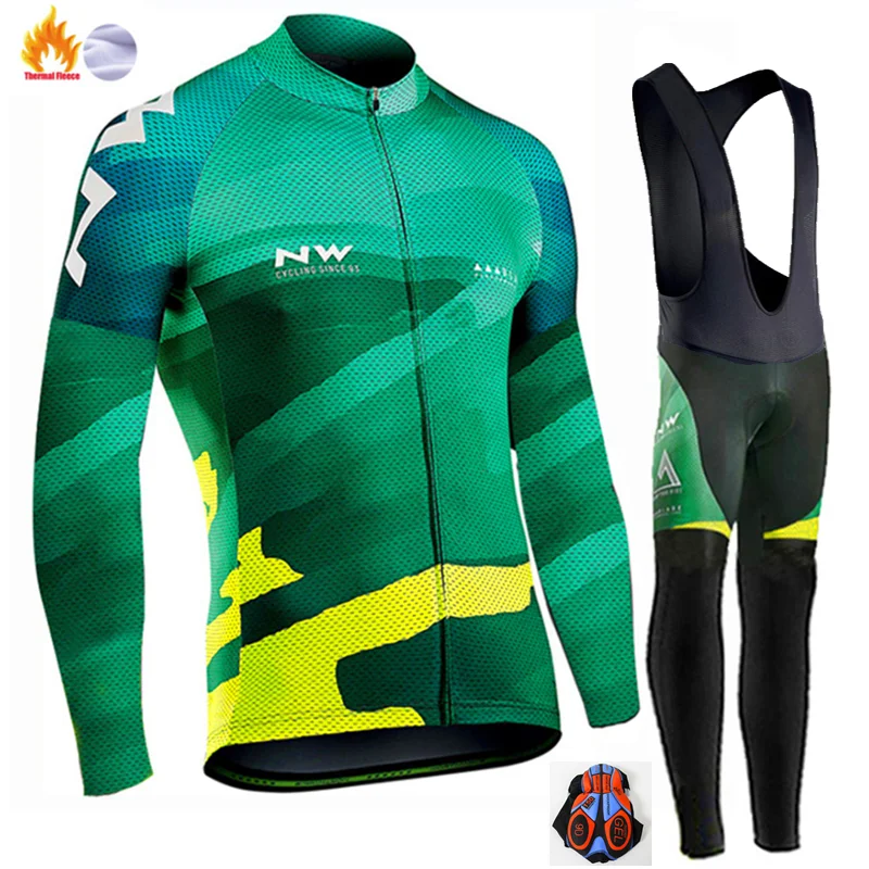 Winter Cycling suit Northwave Велоспорт Джерси Pro командный велосипед Зимний термальный флис с длинным рукавом набор Ropa Ciclismo велосипед триатлон, Велоспорт Набор - Цвет: Winter Cycling suit