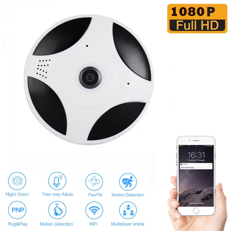 1080P Full HD Беспроводная камера 360 Wi Fi IP видеонаблюдения сетевое видеонаблюдение