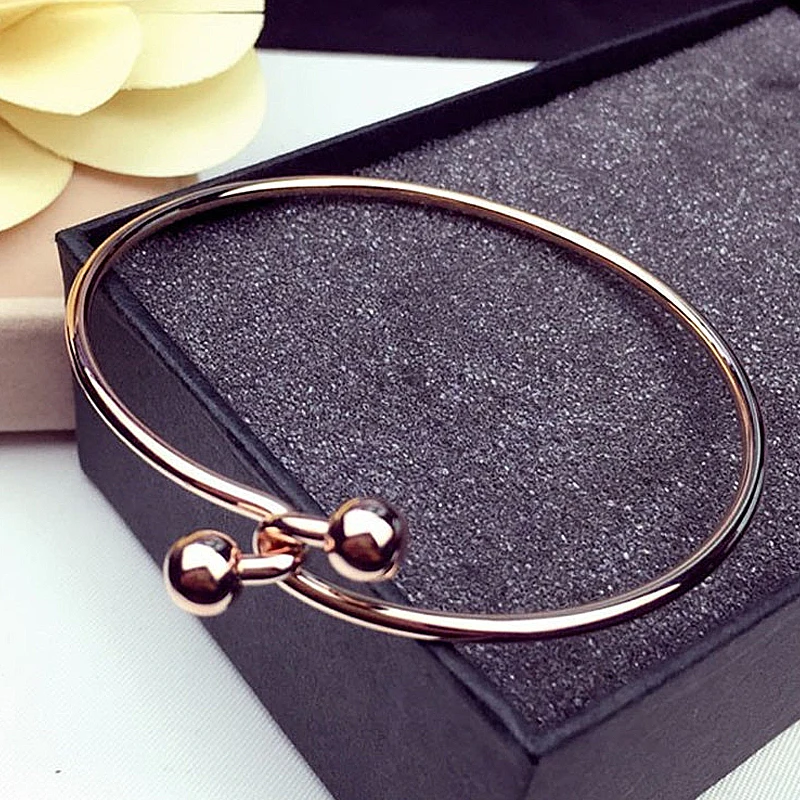 Лидер продаж женские классические гладкие браслеты розового золота/серебра