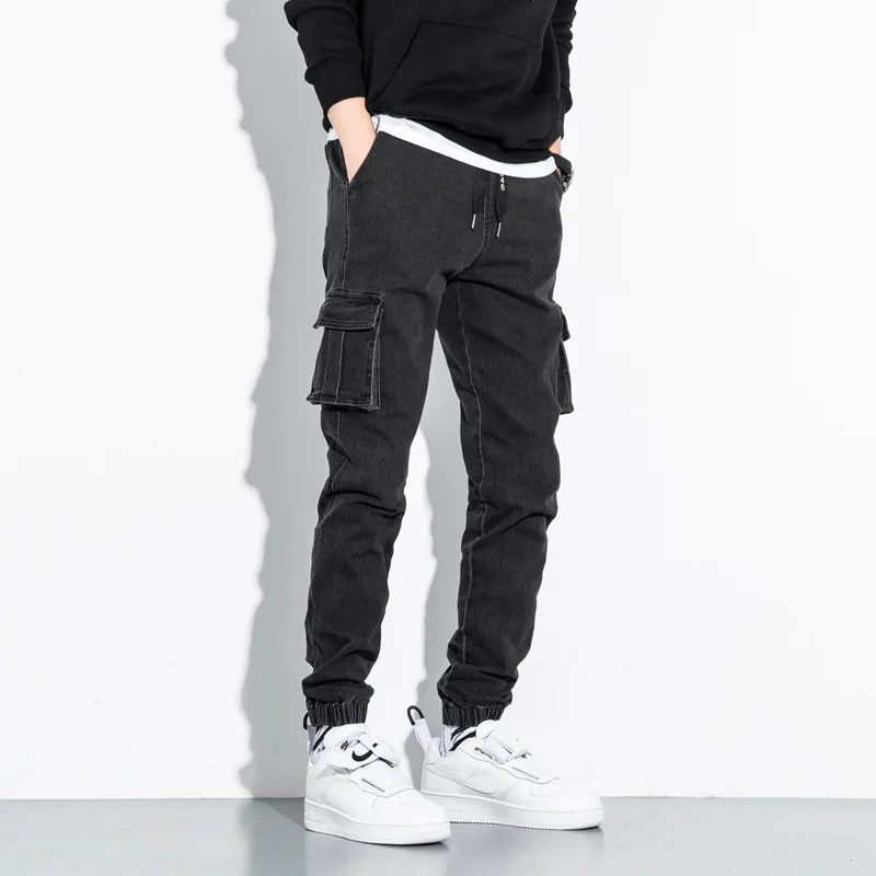 

Jogging Pants Men Large Size Loose Cargo Pants Mens Hip Hop Clothes Multiple Pockets Denim Pants Harajuku Fashion Sweatpants