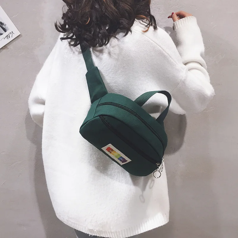 Холщовая однотонная женская летняя поясная сумка для путешествий модная черная