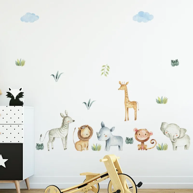 

Cartoon Animal Buddies Wall Sticker for Kids Room Mural Removable Wallpaper Bedroom Nursery Background Stickers Home Decoration