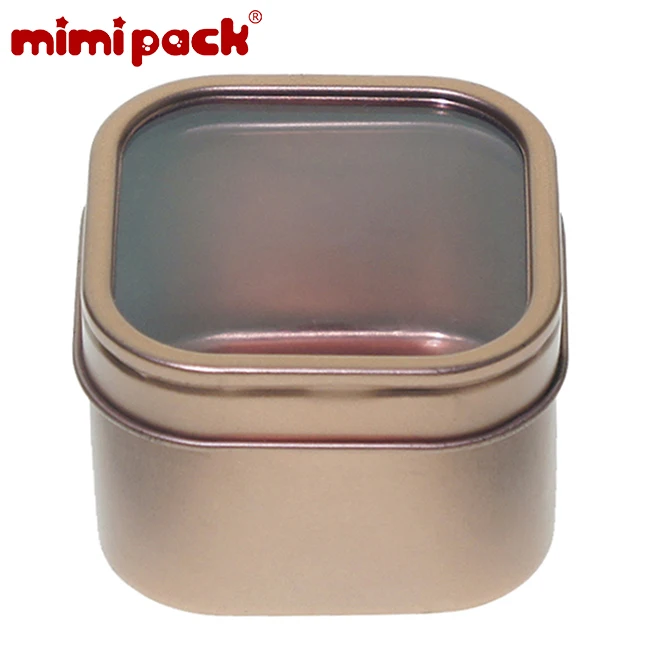 Rose Gold Mimipack металлические жестяные коробки для сбора банок канистры банки для хранения 24 шт квадратные жестяные банки с прозрачным окном нескользящей крышкой - Цвет: Rose Gold