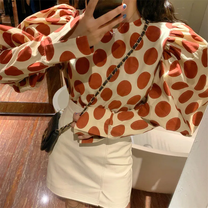 Весна 2020 новая хлопковая рубашка женская дизайнерская с пышными рукавами в стиле