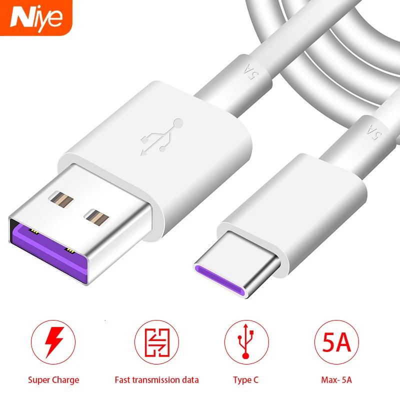 5.0A USB Type C зарядный кабель для Redmi note 8 Samsung Quick Charge быстрой зарядки Type-C провод Huawei