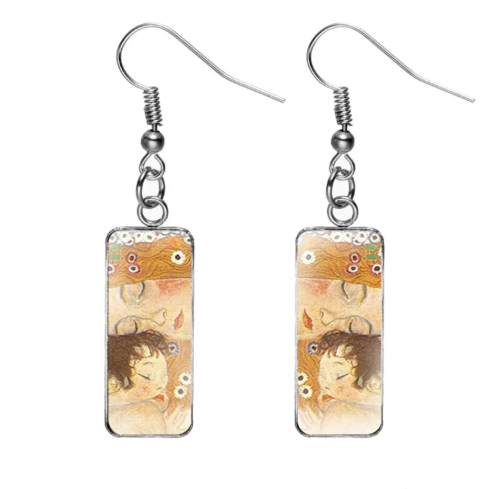 Художественные картины Gustav Klimt прямоугольные серьги-подвески из нержавеющей