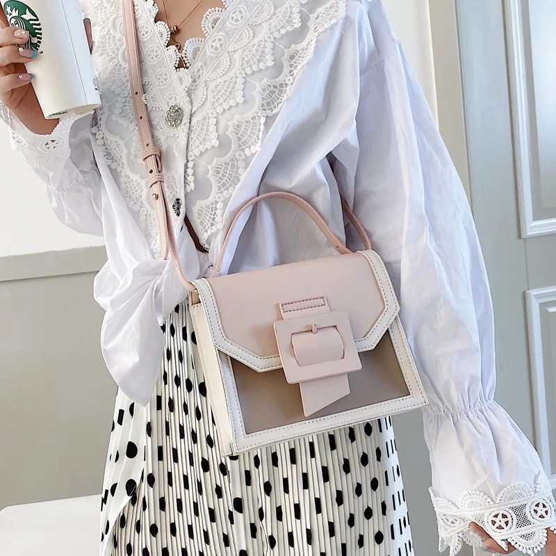 Кожаная сумка-Кроссбоди контрастных цветов для женщин модная дорожная сумка