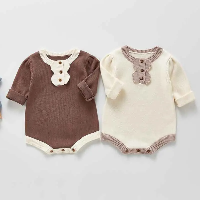 

Autumn Newborn Baby Girl Bodysuit Long Sleeve Knitted Jumpsuit Infant Girls Bodysuits Body One Piece Clothing