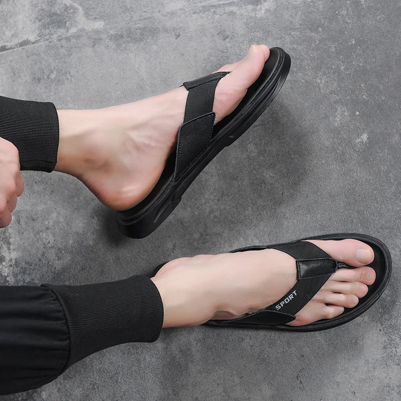 Шлепанцы мужские из натуральной кожи повседневные пляжные сандалии