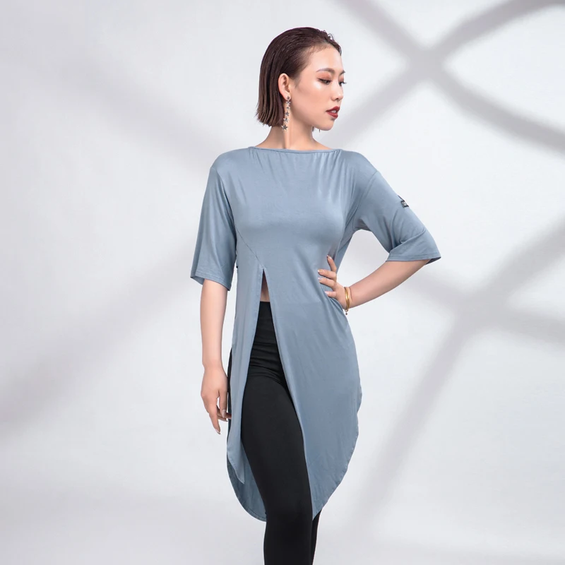 

2021 Latin Dance Clothes New Adult Summer Sexy Backless Loose Practice Dress Chacha Rumba Tango Latin Dance Costumes DQS7322