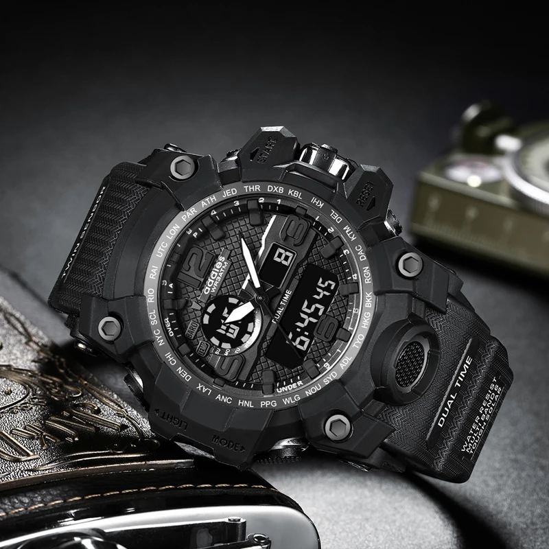 Мужские спортивные часы ADDIES Shock уличные цифровые противоударные в стиле G с