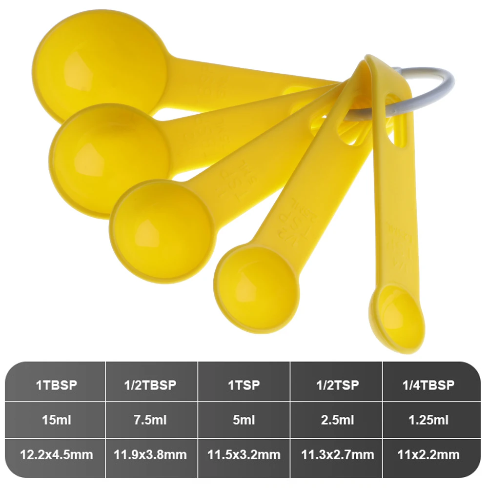 Мерные ложки желтые пластиковые измерительные инструменты для кухни дома не