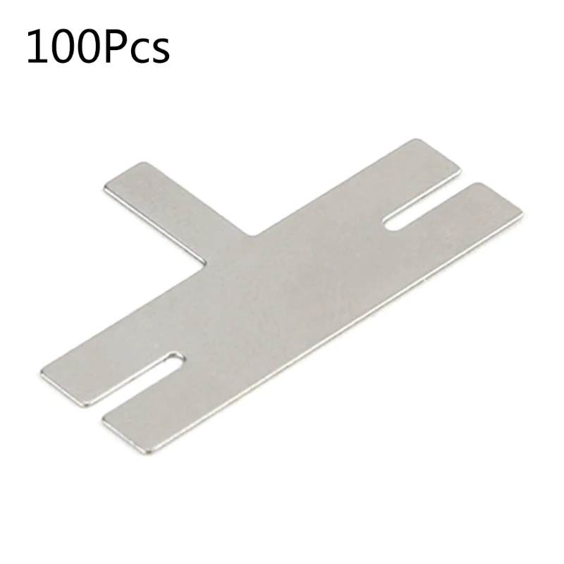 

LXAC 100 Pcs/Lot T Type Nickel Plated Steel Strap Strip Sheets for Battery Pack Spot Welding Spot Welder Equipment 8x16x26 mm