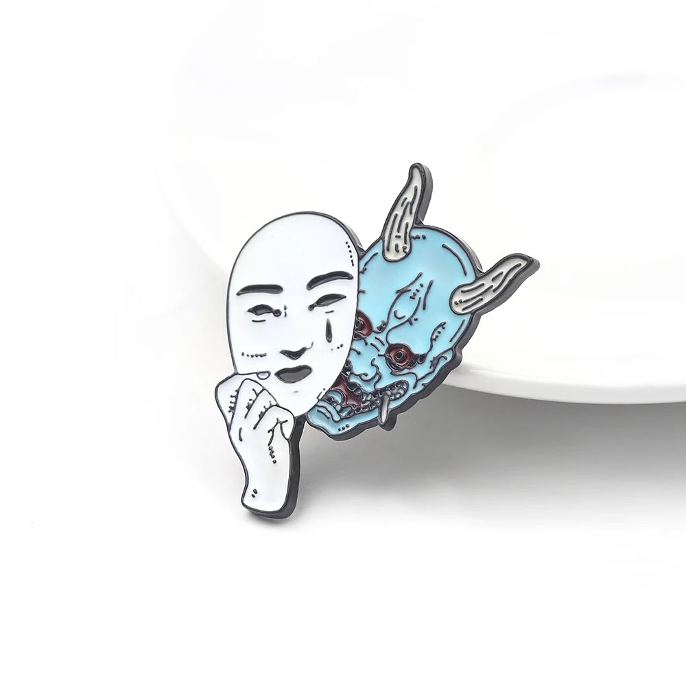Hannya значок на маску ужаса демон Женская Брошь в стиле японской культуры рюкзак