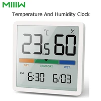 miiiw mute temperature and humidity clock home indoor high precision baby room cf temperature monitor 3 34inch huge lcd screen