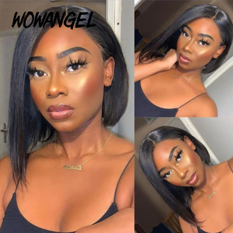 Парики короткие 13x4 настоящие HD кружевные передние парики прямые полностью