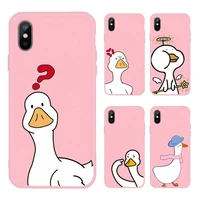 funny creative animal duck phone case pink candy color for iphone 11 12 mini pro xs max 8 7 6 6s plus x se 2020 xr