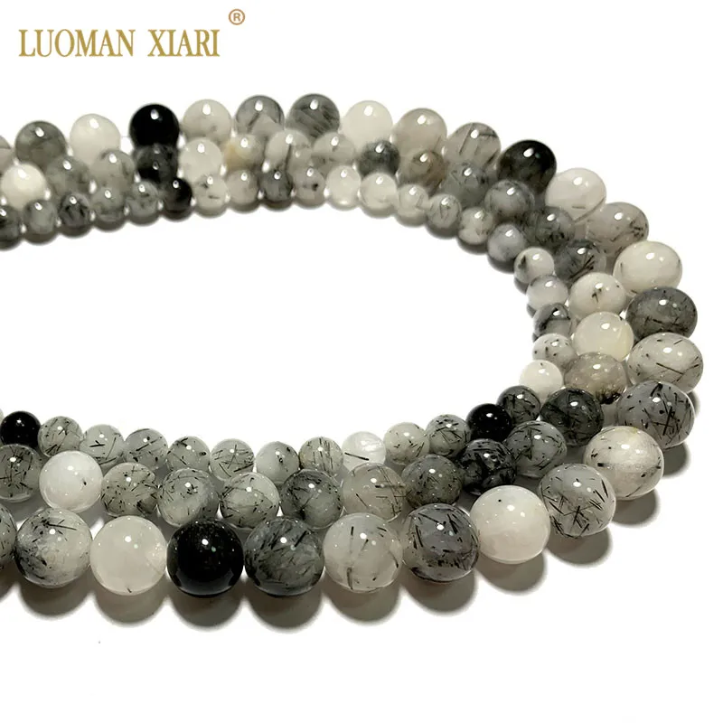 Оптовая продажа бусины из натурального старого черного рутилированного кварца