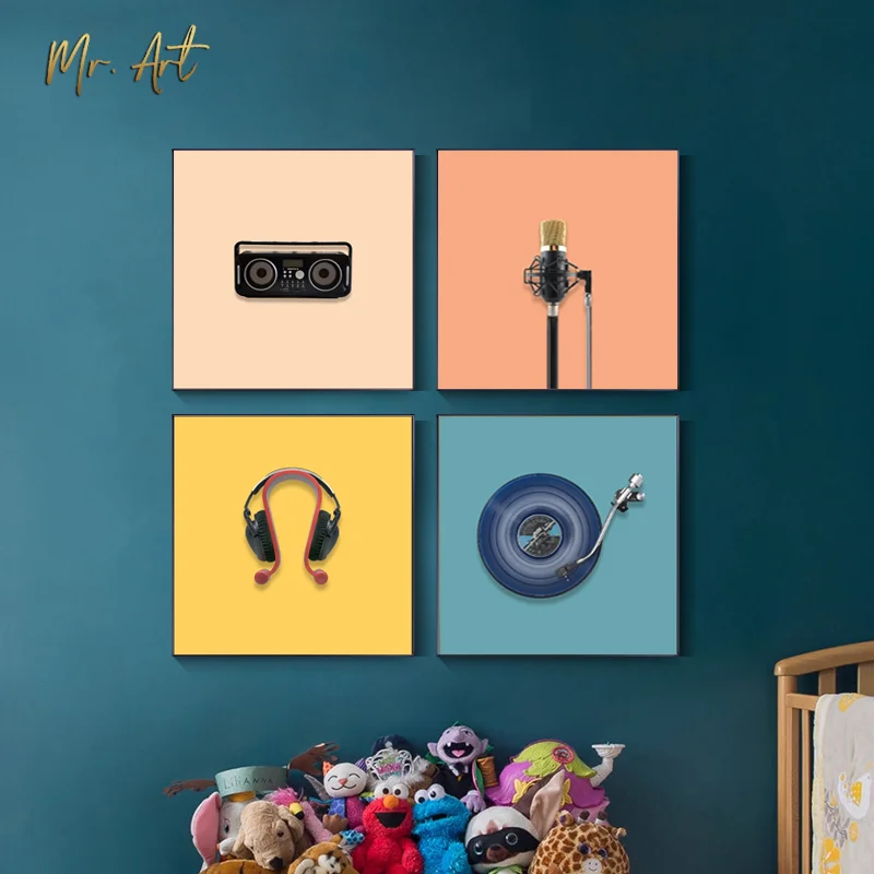 Скандинавский мультфильм холст постер Музыка гарнитура картина ленты картины