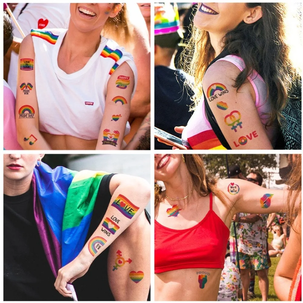

1Pcs Pride Day Temporary Tattoos Sticker Rainbow Pattern Love Flash Waterproof Body Art Fake Tatoo for Woman Fake Tatoo тату