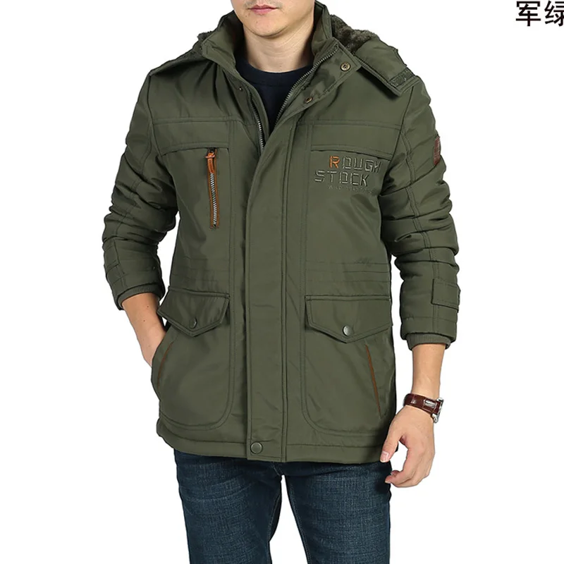 Winter Fleece Lined Padded Warm Keeping Cotton-Padded Coat Men's Clothing plus-Sized plus Size Tooling Style Padded Jacket
