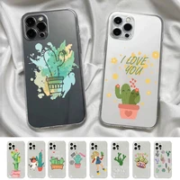 stylish cute cactus phone case for iphone x xs max 6 6s 7 7plus 8 8plus 5 5s se 2020 xr 11 12pro max clear coque