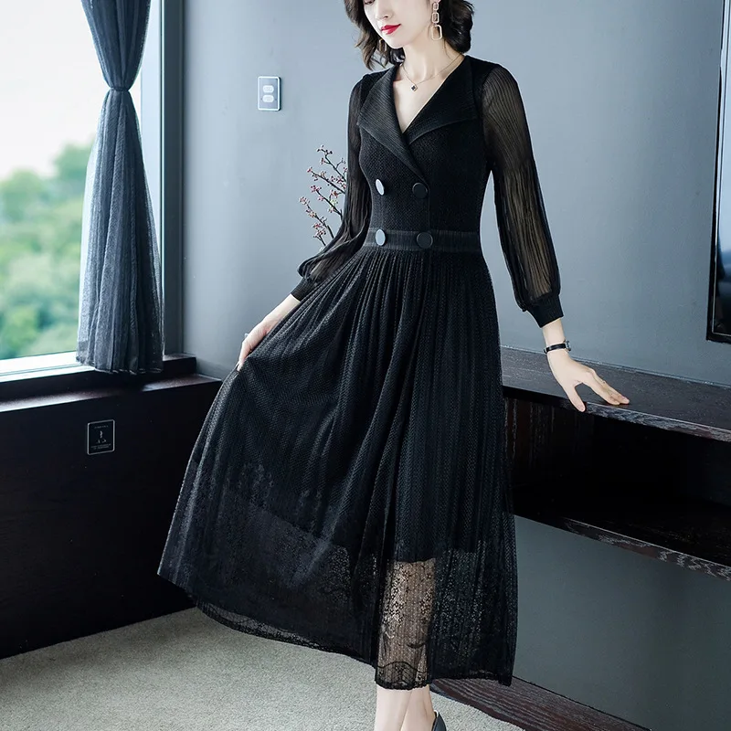 Женское длинное плиссированное платье LANMREM винтажное свободное эластичное