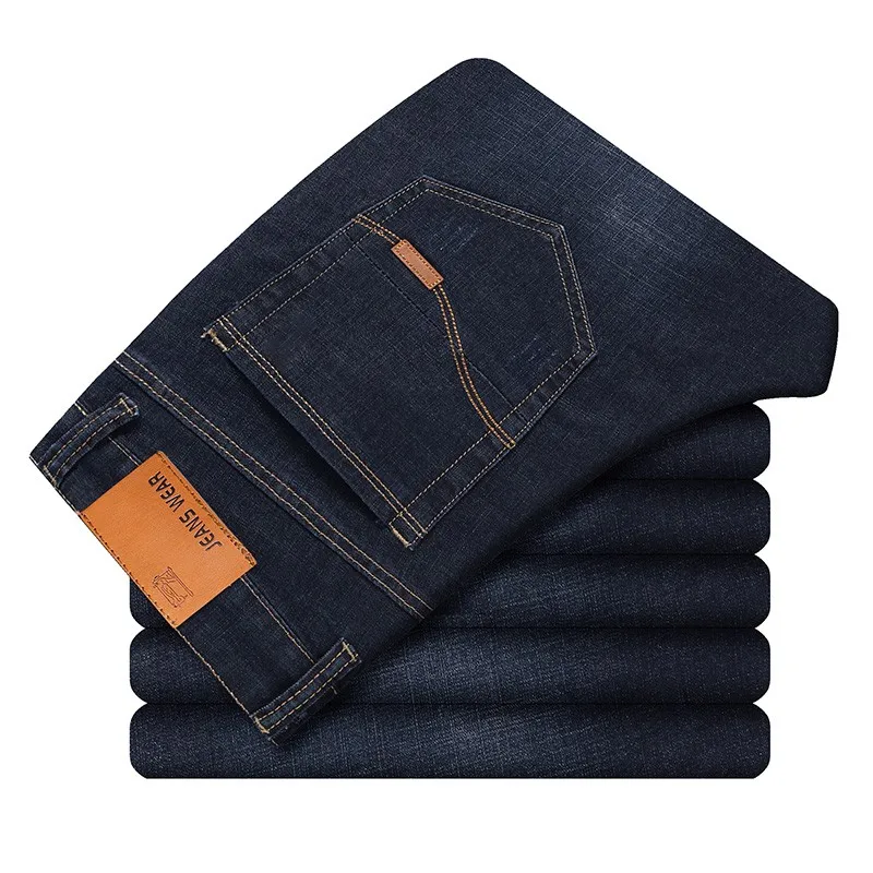 

2021 New Men's Slim Elastic Jeans Fashion Business Classic Style Jeans Denim Pants Trousers Male 5 Model