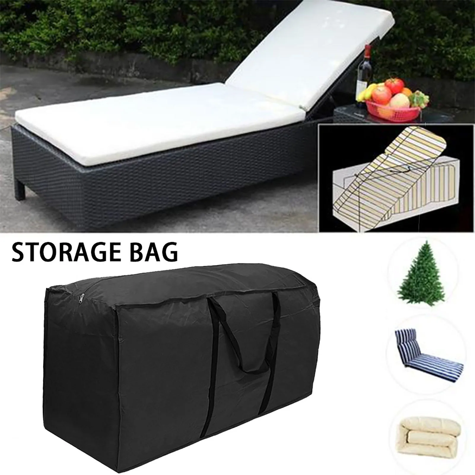 

1pcs Large Capacity Outdoor Garden Furniture Storage Bag Cushions Seat Protective Cover Waterproof Multi-Function Storage Bags