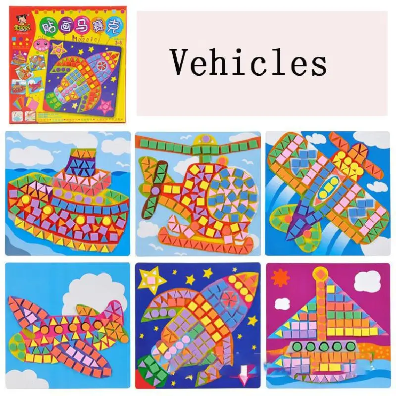 Детские наклейки художественные головоломки животные/автомобили Обучающие