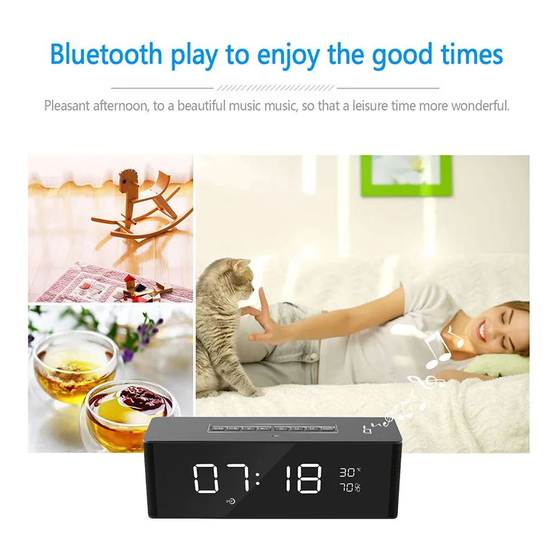 Домашний будильник bluetooth-динамик с монитором динамик время температура мощность