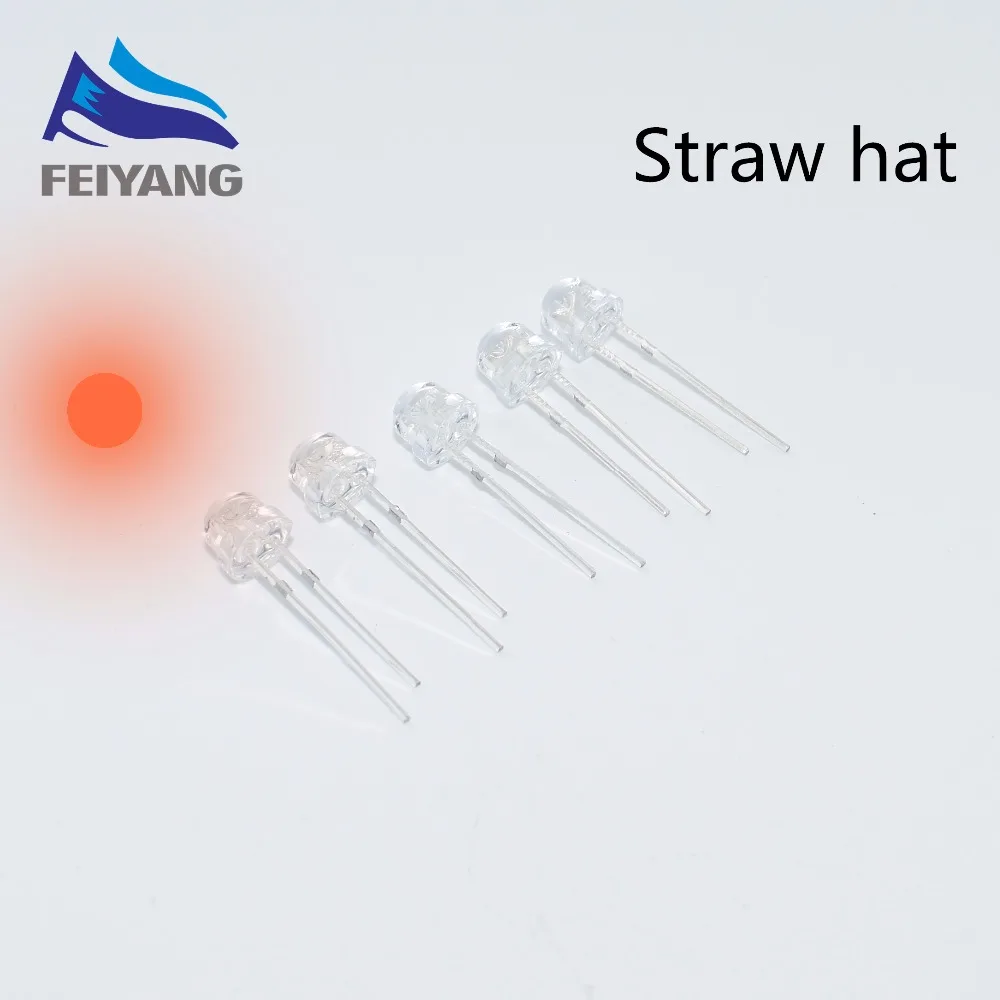 100 шт 5 мм прозрачный соломенная шляпа оранжевый светодиод светильник супер яркий